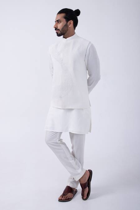 Buy Kaka Calcutta Ivory Bamboo, Cotton Cut Work Cutdana Bundi Jacket And Kurta Set Online at Aza Fashions Buy_Kaka Calcutta_Ivory Bamboo, Cotton Cut Work Cutdana Bundi Jacket And Kurta Set _Online_at_Aza_Fashions