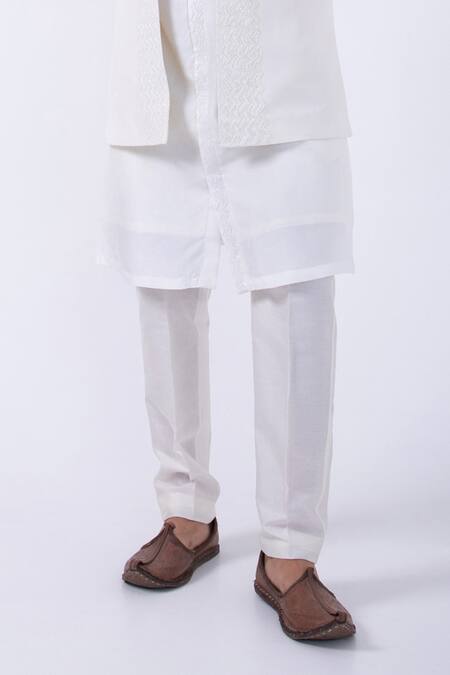 Kaka Calcutta Ivory Bamboo, Cotton, Silk, Satin Cut Work, Embroidery Jacket And Kurta Set Online at Aza Fashions Kaka Calcutta_Ivory Bamboo, Cotton, Silk, Satin Cut Work, Embroidery Jacket And Kurta Set _Online_at_Aza_Fashions