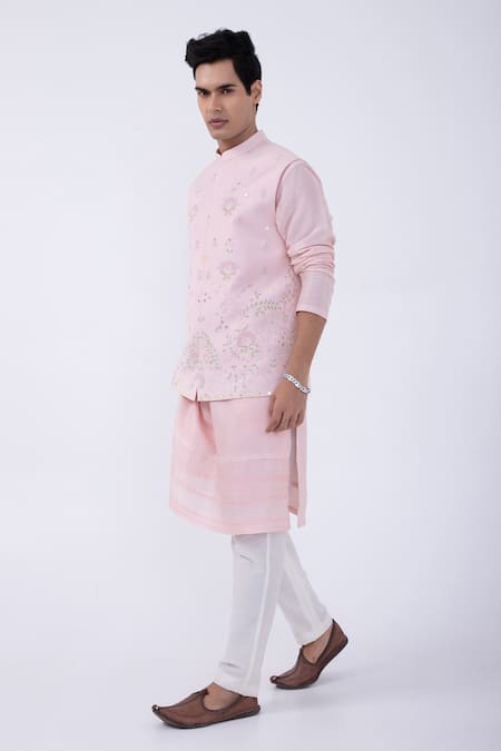 Buy Kaka Calcutta Pink Bamboo, Cotton, Silk Mirrors, Embroidery Bundi Jacket Set Online at Aza Fashions Buy_Kaka Calcutta_Pink Bamboo, Cotton, Silk Mirrors, Embroidery Bundi Jacket Set _Online_at_Aza_Fashions