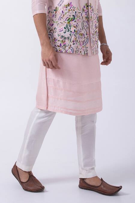 Kaka Calcutta Pink Bamboo, Cotton, Silk Mirrors, Embroidery Bundi Jacket Set Online at Aza Fashions Kaka Calcutta_Pink Bamboo, Cotton, Silk Mirrors, Embroidery Bundi Jacket Set _Online_at_Aza_Fashions