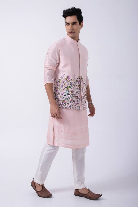 Buy Kaka Calcutta Pink Bamboo, Cotton, Silk Mirrors, Embroidery Bundi Jacket Set Online at Aza Fashions Buy_Kaka Calcutta_Pink Bamboo, Cotton, Silk Mirrors, Embroidery Bundi Jacket Set _Online_at_Aza_Fashions