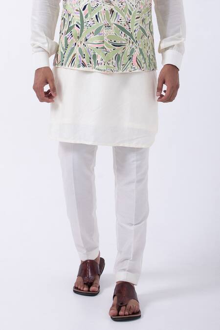 Kaka Calcutta Ivory Bamboo, Cotton, Silk Embroidery Bundi Jacket And Kurta Set Online at Aza Fashions Kaka Calcutta_Ivory Bamboo, Cotton, Silk Embroidery Bundi Jacket And Kurta Set _Online_at_Aza_Fashions