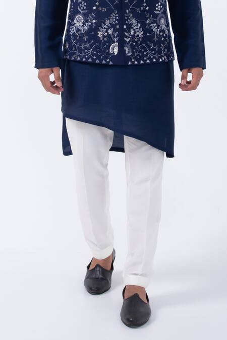Buy Kaka Calcutta Blue Bamboo, Cotton, Silk Mirrors Work Bundi Jacket And Kurta Set Online at Aza Fashions Buy_Kaka Calcutta_Blue Bamboo, Cotton, Silk Mirrors Work Bundi Jacket And Kurta Set _Online_at_Aza_Fashions