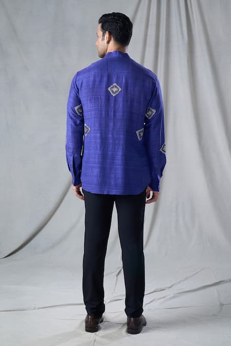 Bhusattva Geometric Motif Hand Embroidered Shirt 