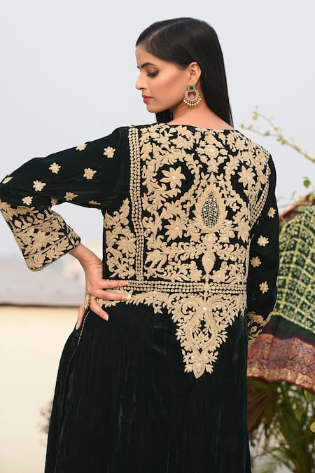 Anju & Harleen Embroidered Flared Kurta & Pant Set 