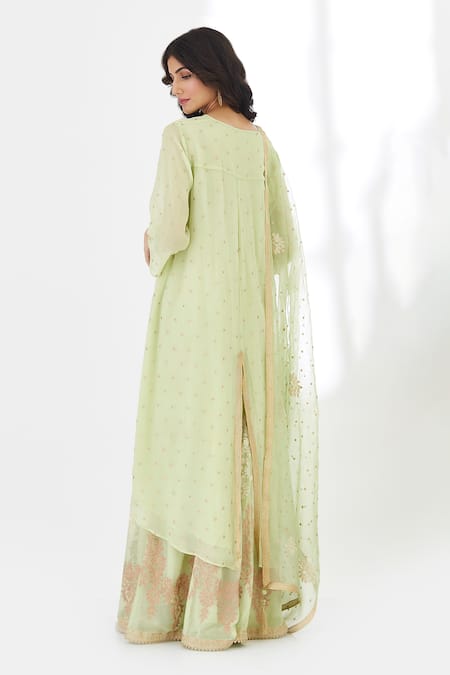 Anju & Harleen Embroidered Asymmetric Kurta Sharara Set 