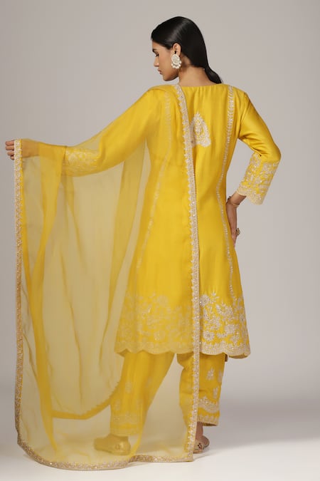 Anju & Harleen Zari & Aari Embroidered Kurta Set 