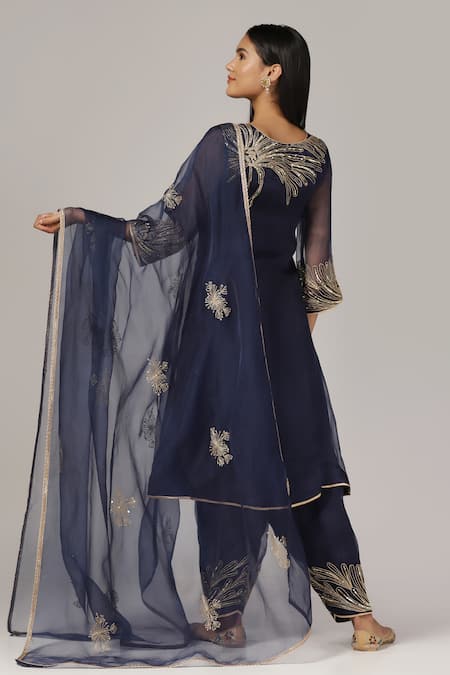 Anju & Harleen Zari & Aari Embroidered Kurta Pant Set 