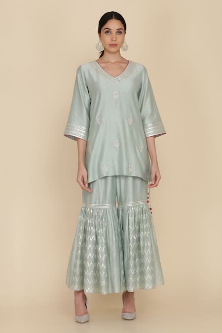 Anju & Harleen Zardozi Embroidered Kurta With Gharara 