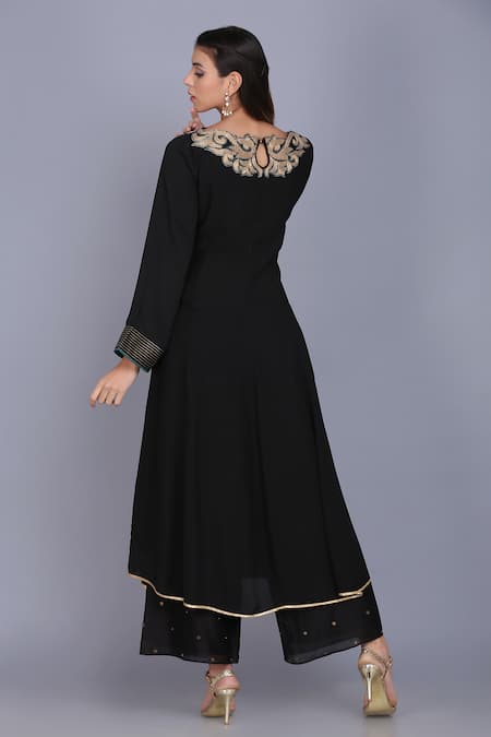 Anju & Harleen Zari Neckline Kurta Palazzo Set 