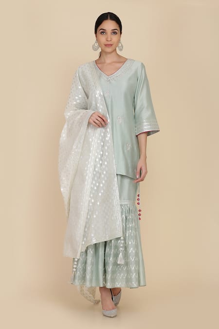 Anju & Harleen Zardozi Embroidered Kurta Gharara Set 