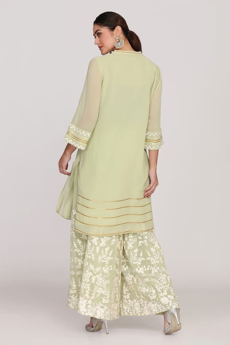 Anju & Harleen Resham Embroidered Kurta Sharara Set 