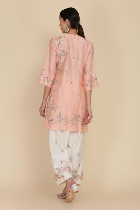 Anju & Harleen Resham Embroidered Kurta With Salwar 
