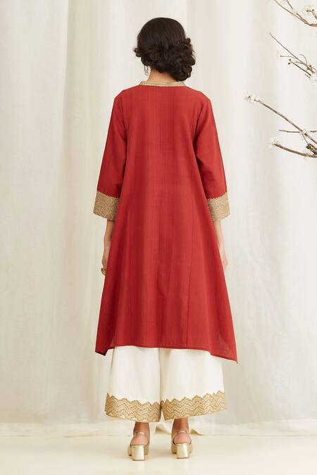 Anju & Harleen Asymmetrical Achkan Kurta With Wide Legged 