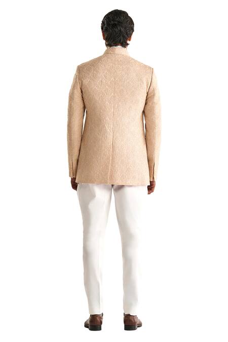 Raghavendra Rathore Jodhpur Pink Linen, Silk Embroidery The Sanganeri Bandhgala Online at Aza Fashions Raghavendra Rathore Jodhpur_Pink Linen, Silk Embroidery The Sanganeri Bandhgala _Online_at_Aza_Fashions