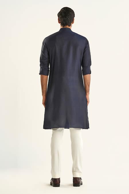 Shop Raghavendra Rathore Jodhpur Blue Silk Embroidery The Moonstone Kurta at Aza Fashions Shop_Raghavendra Rathore Jodhpur_Blue Silk Embroidery The Moonstone Kurta _at_Aza_Fashions