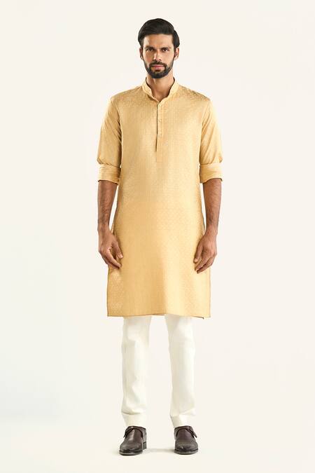 Raghavendra Rathore Jodhpur Cream Silk Embroidery The Samarkand Kurta Online at Aza Fashions Raghavendra Rathore Jodhpur_Cream Silk Embroidery The Samarkand Kurta _Online_at_Aza_Fashions