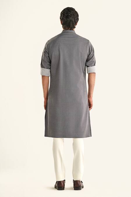 Shop Raghavendra Rathore Jodhpur Black Cotton Embroidery The Noir Maze Kurta at Aza Fashions Shop_Raghavendra Rathore Jodhpur_Black Cotton Embroidery The Noir Maze Kurta_at_Aza_Fashions