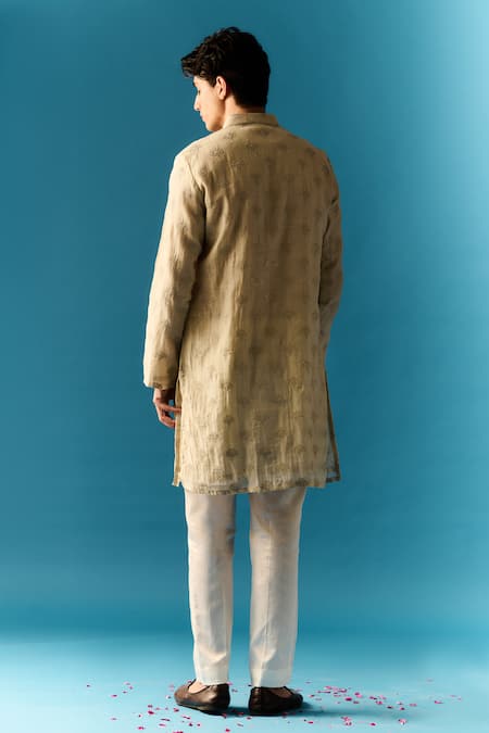 Shop Nafs Grey Chanderi, Cotton Embroidery Zari Hand Kurta With Pant at Aza Fashions Shop_Nafs_Grey Chanderi, Cotton Embroidery Zari Hand Kurta With Pant _at_Aza_Fashions