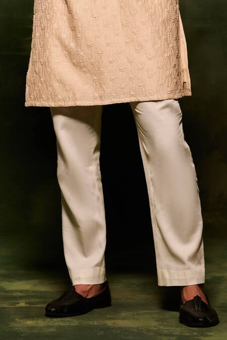 Nafs Brown Chanderi, Cotton Embroidery Hand Lucknowi Chikankari Kurta With Pant Online at Aza Fashions Nafs_Brown Chanderi, Cotton Embroidery Hand Lucknowi Chikankari Kurta With Pant _Online_at_Aza_Fashions