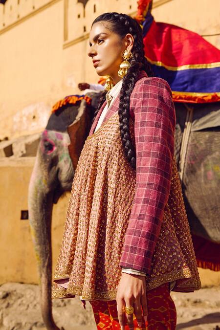 Radhika Agrawal Jewels_Gold Plated Pearls Regal Chandelier Jhumkas _Online_at_Aza_Fashions