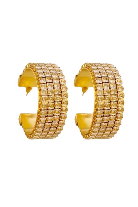 Radhika Agrawal Jewels Moonlight Crystal Hoops 