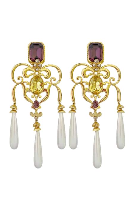 Radhika Agrawal Jewels Fleur Crystal Danglers 