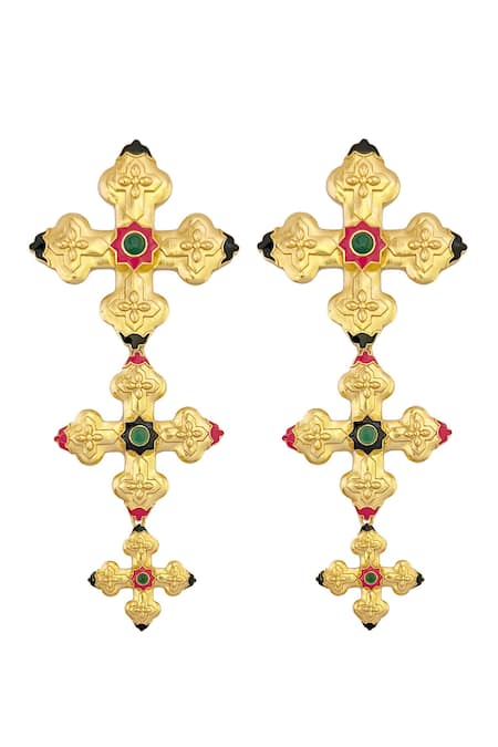 Radhika Agrawal Jewels Nouveau Cross Danglers 