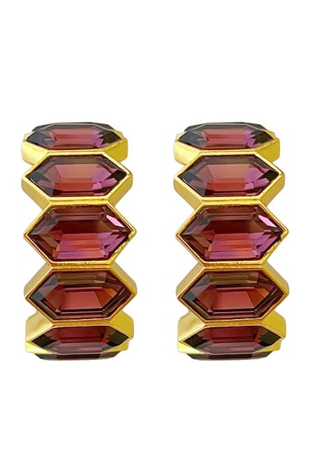 Radhika Agrawal Jewels Honeycomb Gem Hoops 