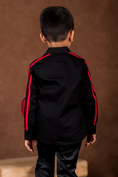 Shop Toplove Black Cotton Embroidery Bull Shirt at Aza Fashions Shop_Toplove_Black Cotton Embroidery Bull Shirt _at_Aza_Fashions