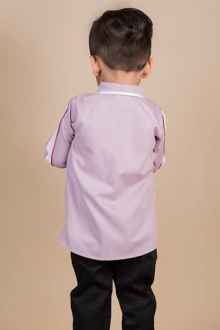 Shop_Toplove_Purple Cotton Embroidery Parisian Elegance Shirt _at_Aza_Fashions