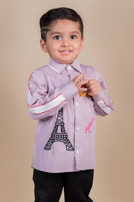 Buy_Toplove_Purple Cotton Embroidery Parisian Elegance Shirt _Online_at_Aza_Fashions