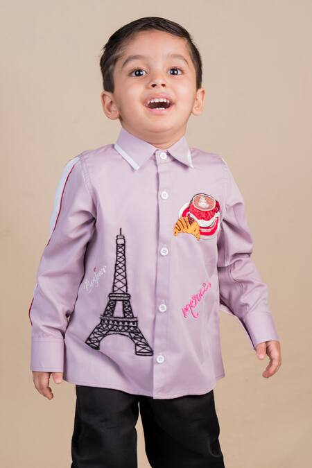 Shop_Toplove_Purple Cotton Embroidery Parisian Elegance Shirt _Online_at_Aza_Fashions