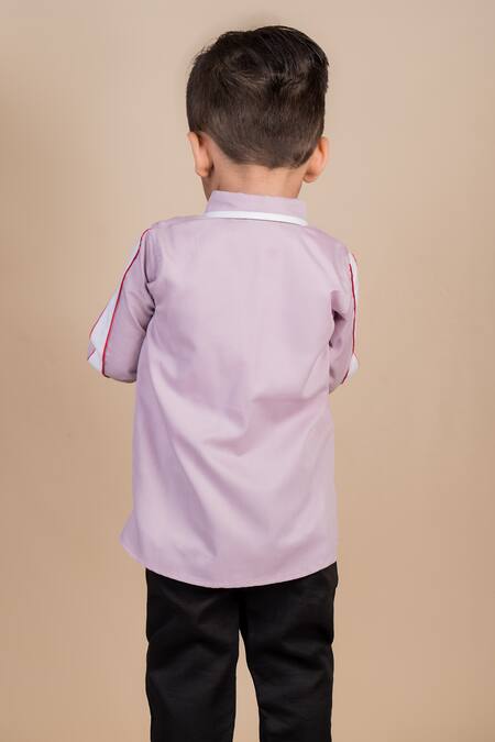 Toplove_Purple Cotton Embroidery Parisian Elegance Shirt _at_Aza_Fashions