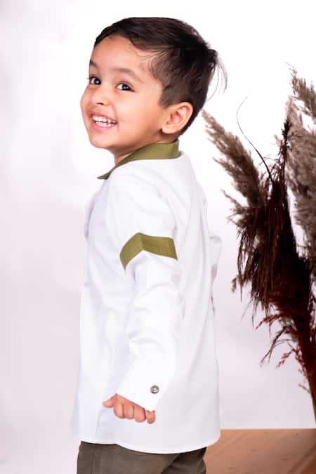 Shop_Toplove_White Cotton Sequins, Crystals, Beads Jungle Party Casual Lapel Shirt _at_Aza_Fashions