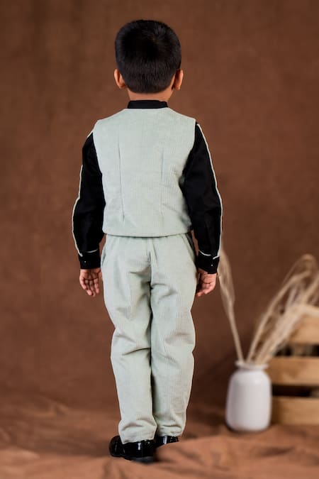 Shop Toplove Black Cotton, Corduroy Sequins, Beads Minty Majesty Waistcoat Pant Set at Aza Fashions Shop_Toplove_Black Cotton, Corduroy Sequins, Beads Minty Majesty Waistcoat Pant Set _at_Aza_Fashions