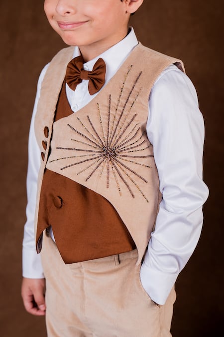 Toplove White Cotton, Corduroy Sequins, Crystals, Beads Panelled Waistcoat Pant Set Online at Aza Fashions Toplove_White Cotton, Corduroy Sequins, Crystals, Beads Panelled Waistcoat Pant Set _Online_at_Aza_Fashions