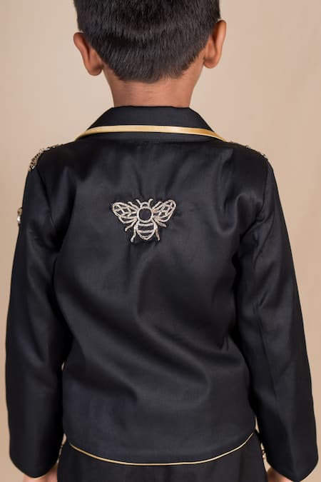 Shop Toplove Black Cotton, Suede Sequins, Beads, Crystals Hand Embroidered Blazer Pant Set at Aza Fashions Shop_Toplove_Black Cotton, Suede Sequins, Beads, Crystals Hand Embroidered Blazer Pant Set _at_Aza_Fashions