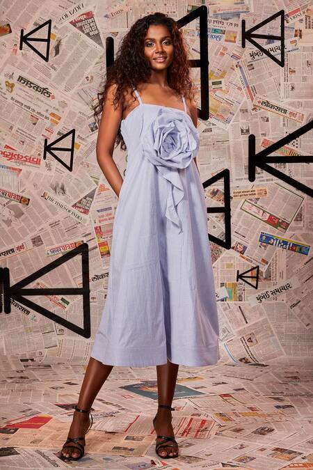 Buy Echke White Cotton Embroidery Square Neck Floral Applique Dress Online at Aza Fashions Buy_Echke_White Cotton Embroidery Square Neck Floral Applique Dress _Online_at_Aza_Fashions