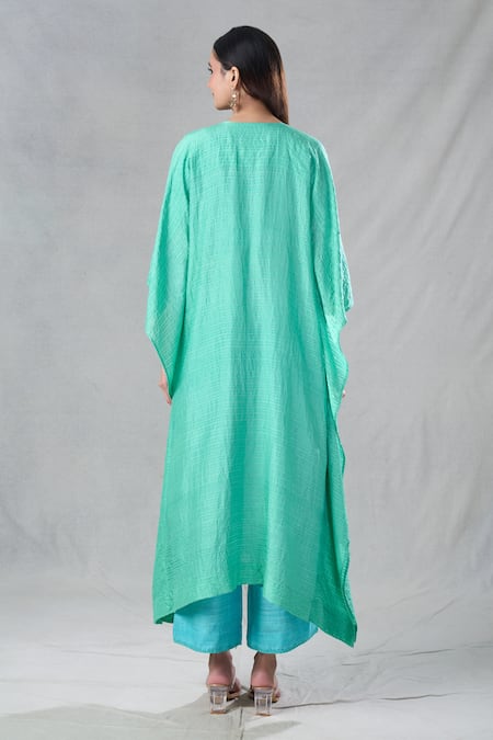 Bhusattva Resham Neckline Embroidered Kaftan & Pant Set 