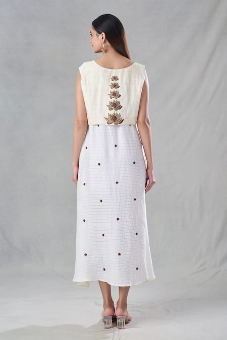 Bhusattva Floral Embroidered Jacket With Dress 