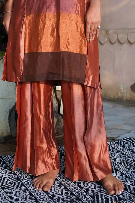 Eeda Multi Color Silk Collared Blocked Kurta And Pant Set at Aza Fashions Eeda_Multi Color Silk Collared Blocked Kurta And Pant Set _at_Aza_Fashions