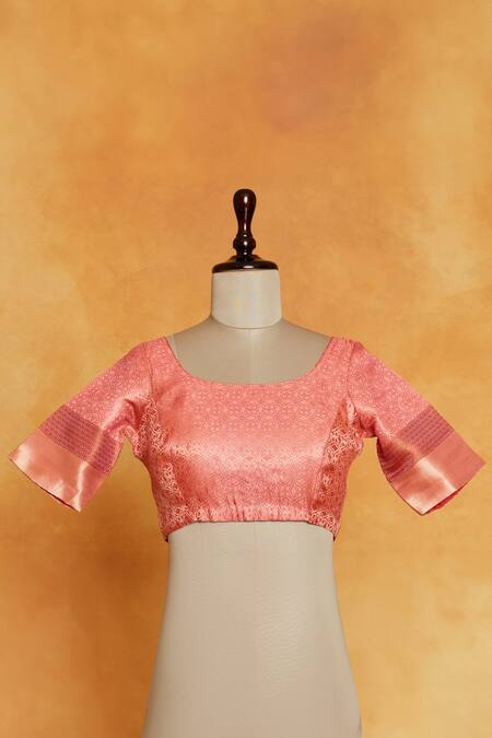 Buy_Paaprika_Yellow Silk Zari Round Neck Handwoven Floral Saree With Blouse _Online_at_Aza_Fashions