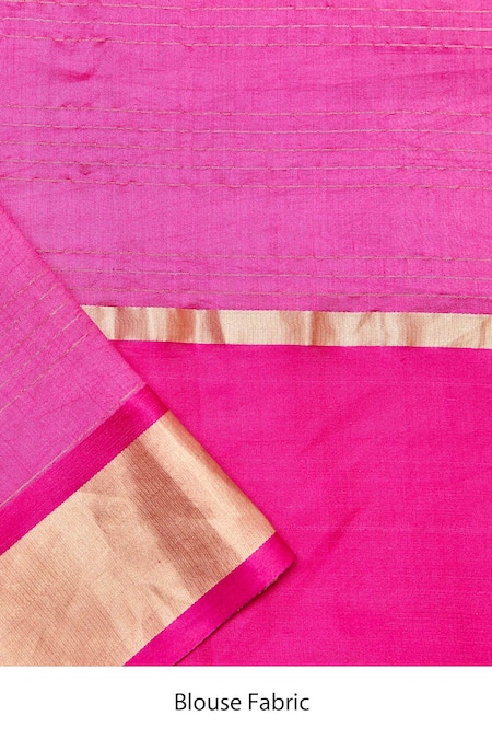 Shop_Paaprika_Green Silk Zari Handwoven Checkered Saree With Running Blouse Piece _Online_at_Aza_Fashions