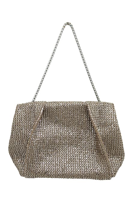 TROV Anjie Woven Raffia Strip Handbag 