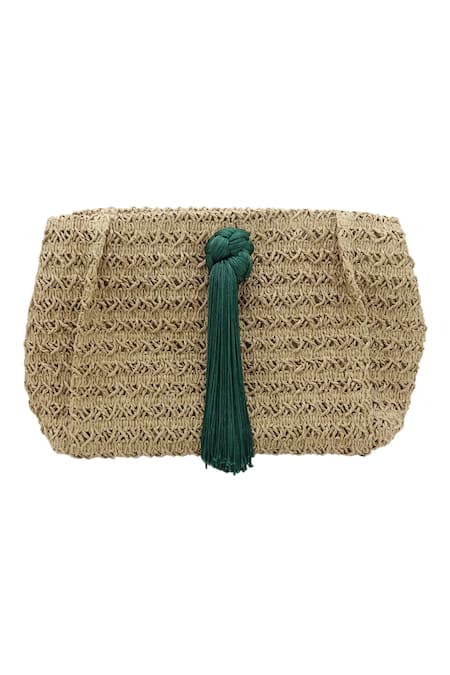 Shop Trov Beige Bianca Knotted Clutch at Aza Fashions Shop_Trov_Beige Bianca Knotted Clutch _at_Aza_Fashions