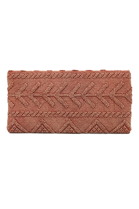 Shop Trov Orange Boho Yarn Woven Clutch at Aza Fashions Shop_Trov_Orange Boho Yarn Woven Clutch _at_Aza_Fashions