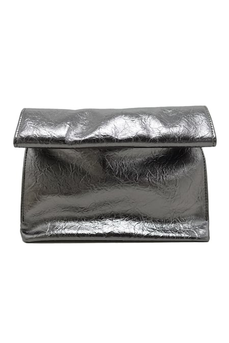 TROV Lunch Bag Metallic Sheen Foldable Clutch 