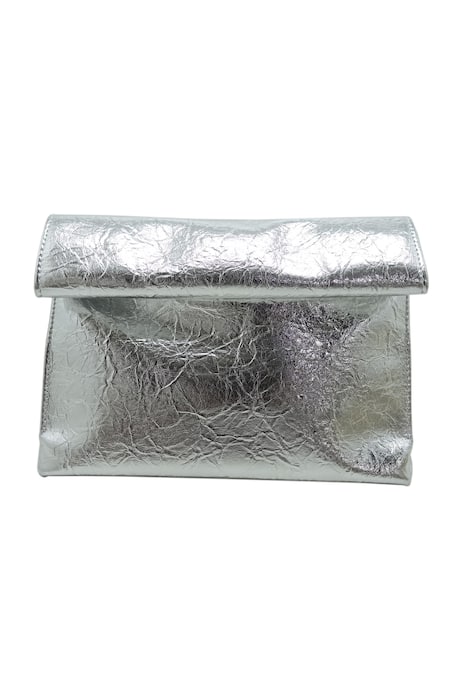 TROV Lunch Bag Metallic Foldable Clutch 