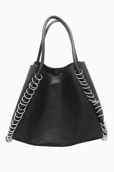 TROV Zoe Metal Ring Embellished Tote Bag 